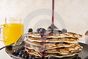 Homemade blueberry pancakes,flapjacks